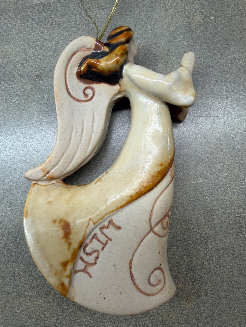 5βCeramic Angel Ornament in Cream and Brown - Home Art